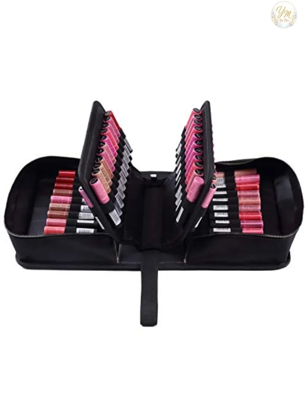 Large Capacity Lipstick Organizer Bag with Zipper - Portable Travel Makeup